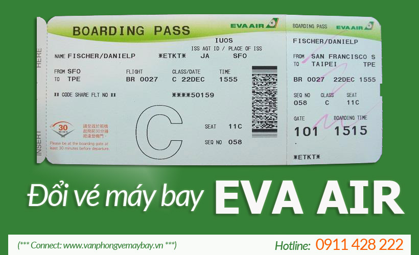Hướng dẫn hoàn đổi vé máy bay Eva Air