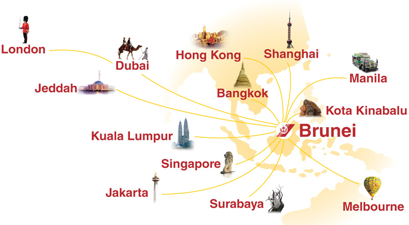 Royal Brunei Airlines Maps