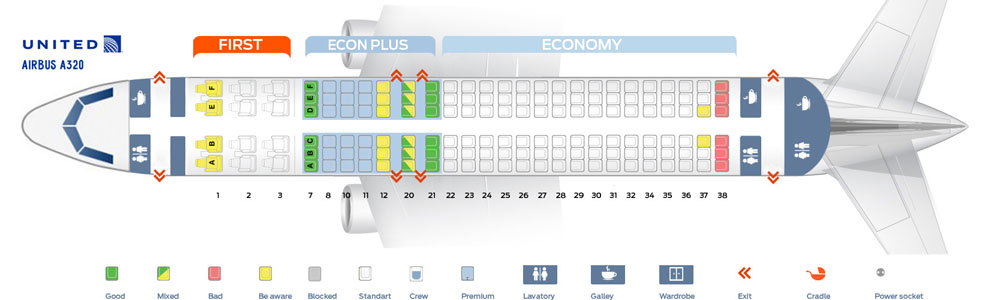 Seat map United Airlines