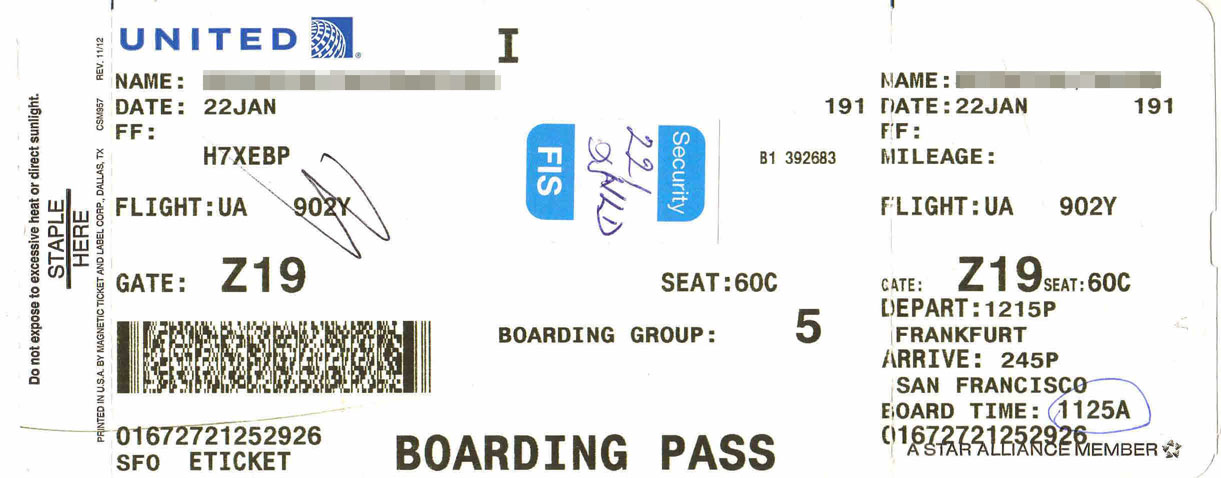 Thẻ lên máy bay United Airlines